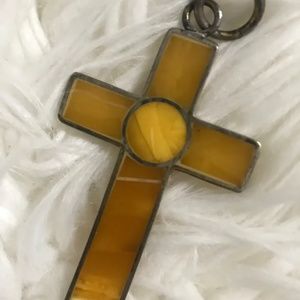 Genuine Amber Pendant - Cross• VINTAGE• New!